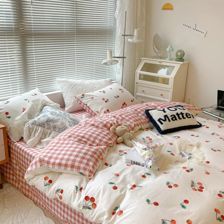Ins Style Bedding Set No Filler Boys Girls Duvet Cover Pillowcase Flat Sheet Full Queen Size Home Decor Bed Linens