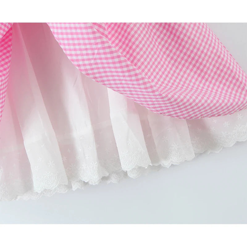 Pink Plaid Tie Up Mini Dress