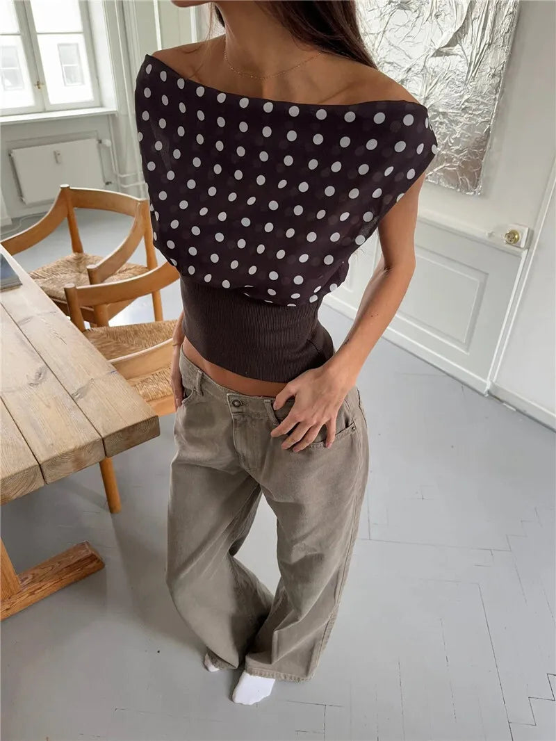 Off Shoulder Polka Dot Top