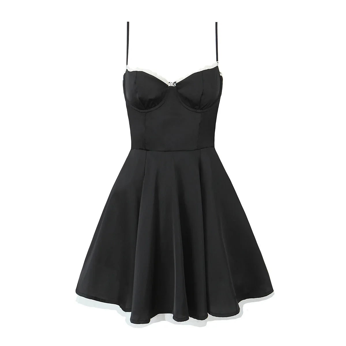 Satin Corset Tulle Flare Mini Dress