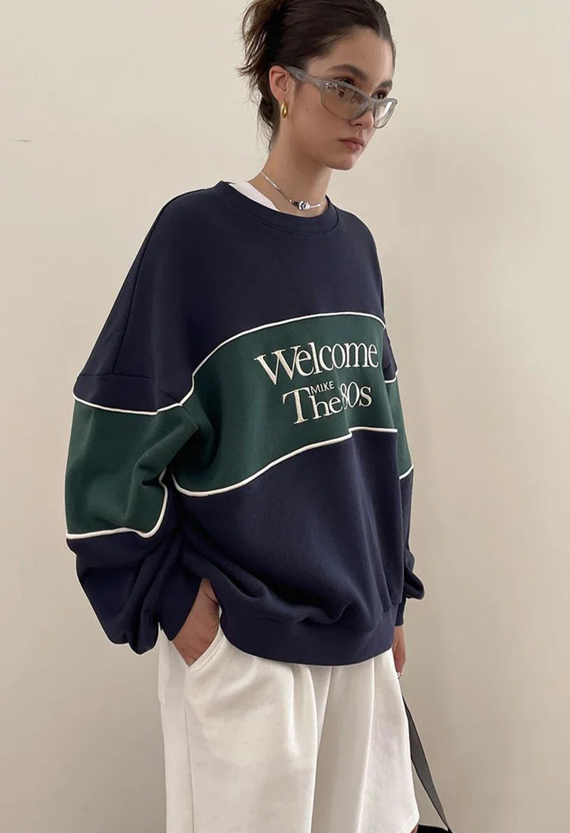 Blue Letter Print Sweatshirt
