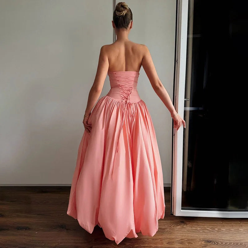 Strapless Puffed Maxi Dress