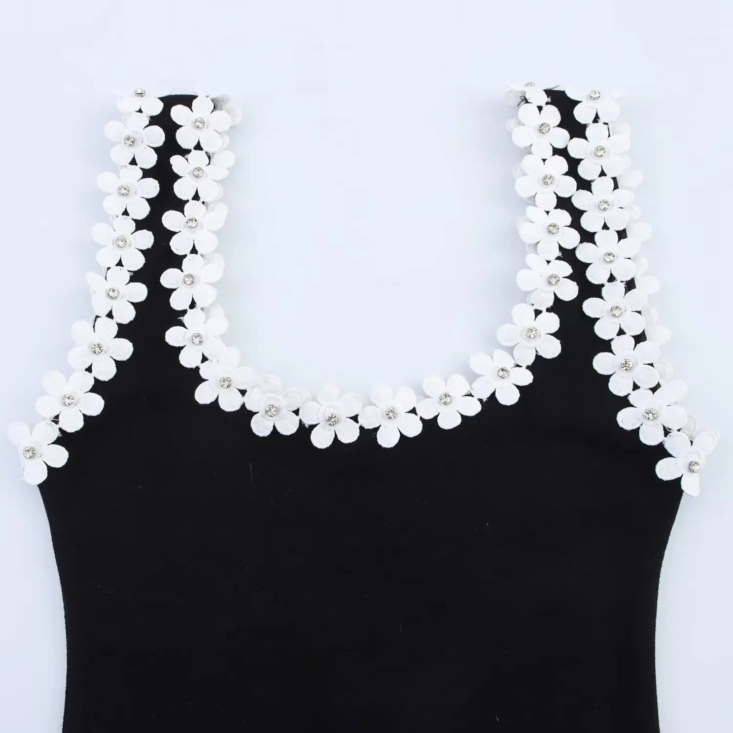 Mini Dress with Floral Strap Details