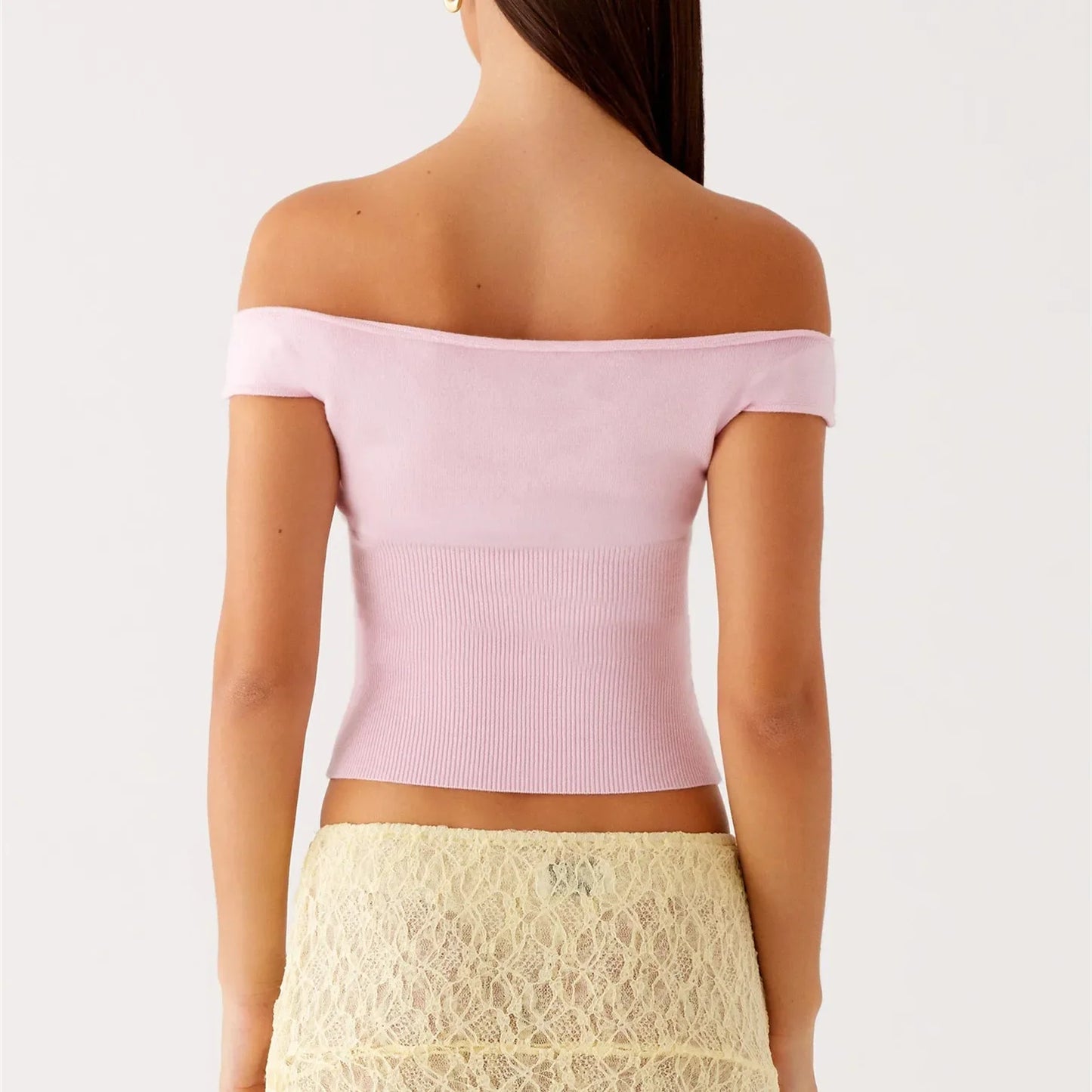 Solid Cropped Off-Shoulder Top