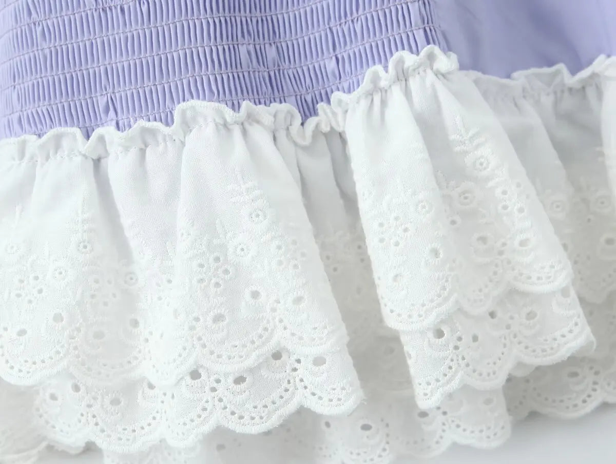 Lace Bustier Patchwork Cami Lace Up Mini Dress