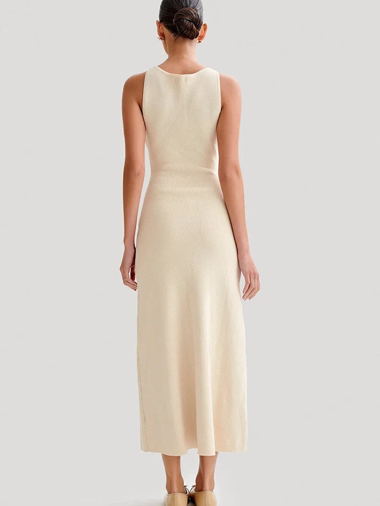 Knit Buttoned Midi Dress