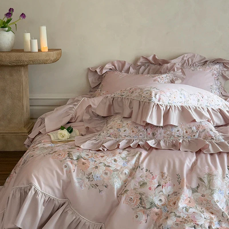 Floral Print Egyptian Cotton Bedding Sets Bed Linens Queen King Ru Size Underwear