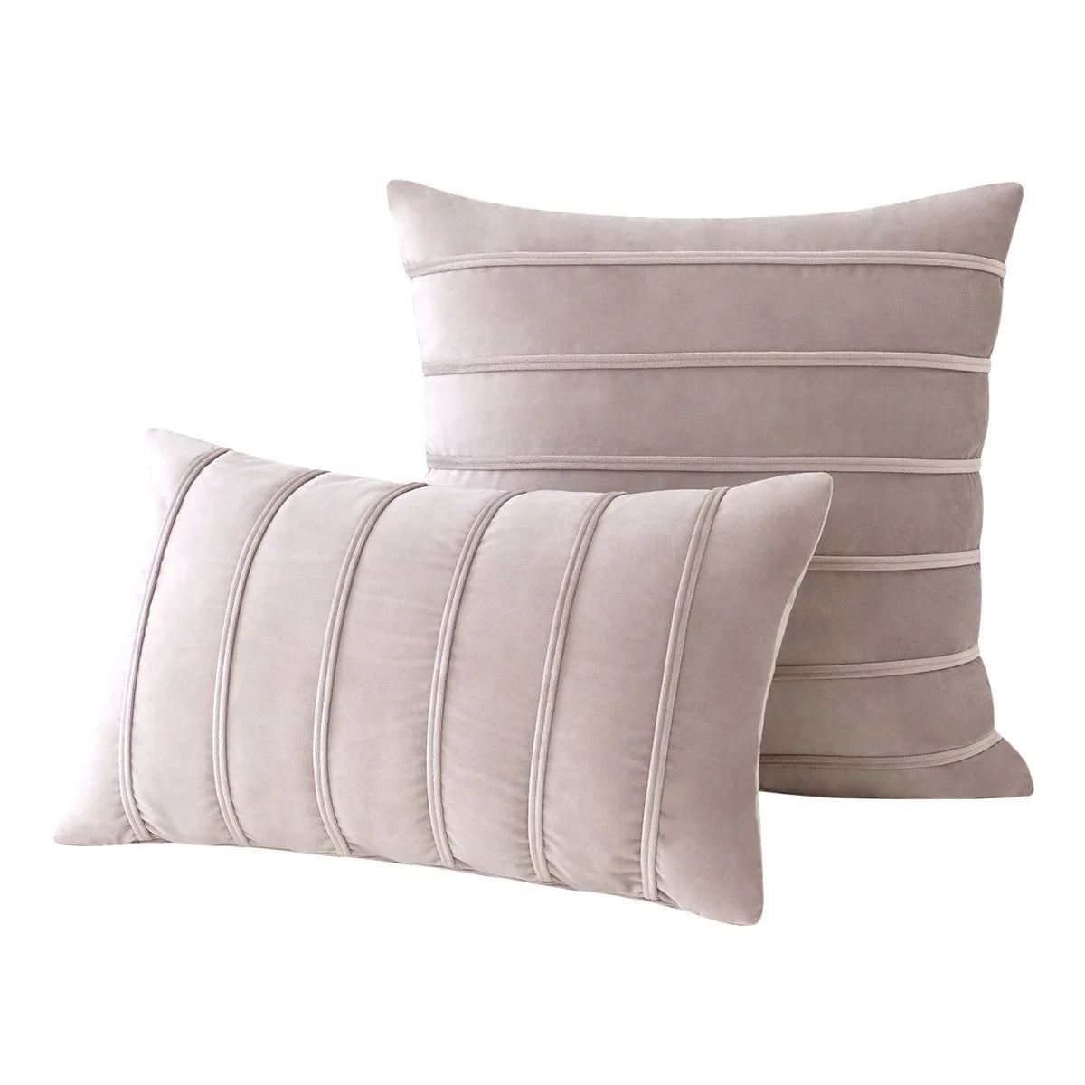 2Pcs Blue Velvet Pillow Covers with Striped Decorative Luxury Soft Cushion Cases for Farmhouse Couch Sofa Living Room