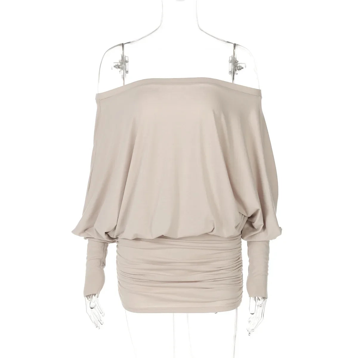 Sheer Off-shoulder along Sleeve Puff Mini Dress