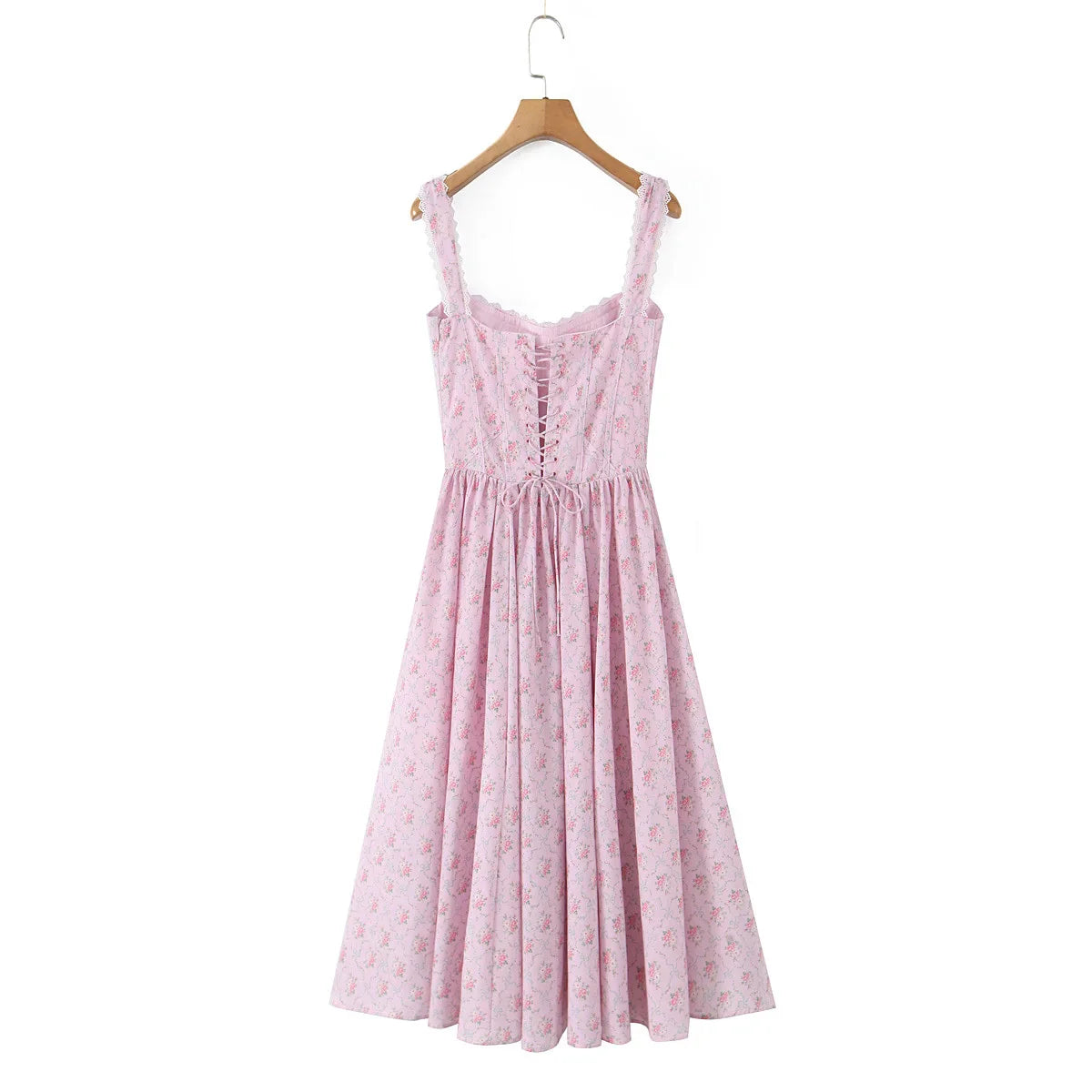 Back Lace Up Strap Midi Dress