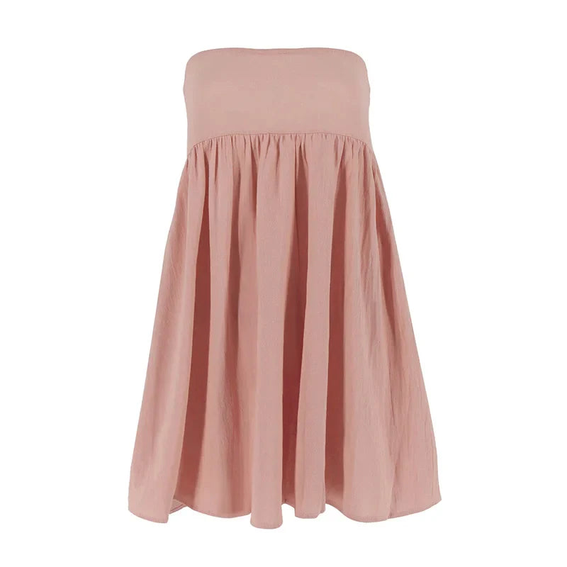 Pink Tube A-line Mini Dress