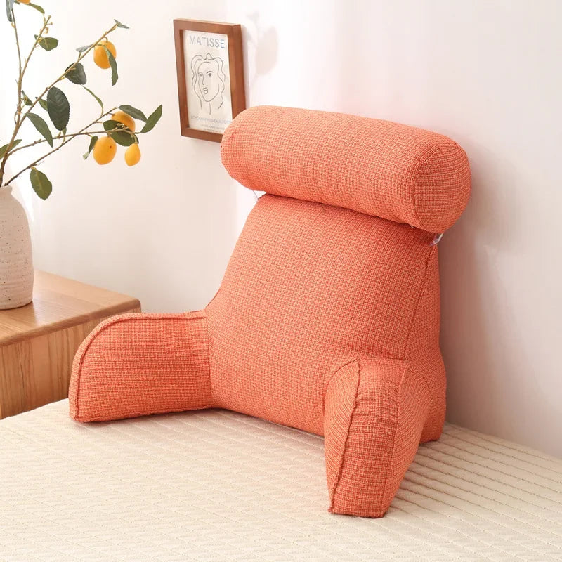 Adult Reading Pillow Ultra-Comfy Removable Linen Cover Detachable Neck Roll Unmatched Support Bed Rest Sit Up Pillows