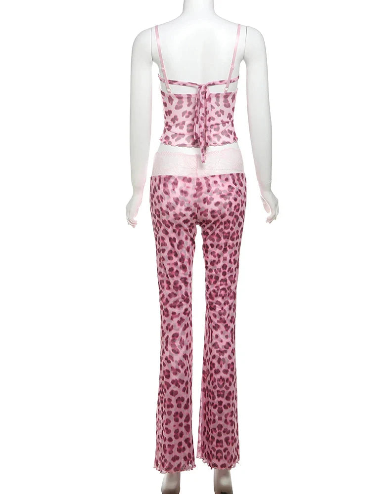 Lace Patchwork Cami Top And Pants Set