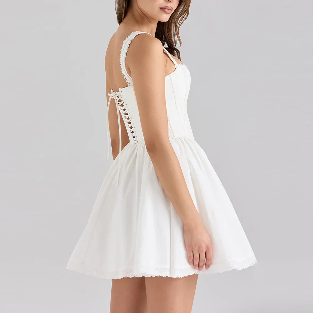 White Corset Bodice Mini Dress