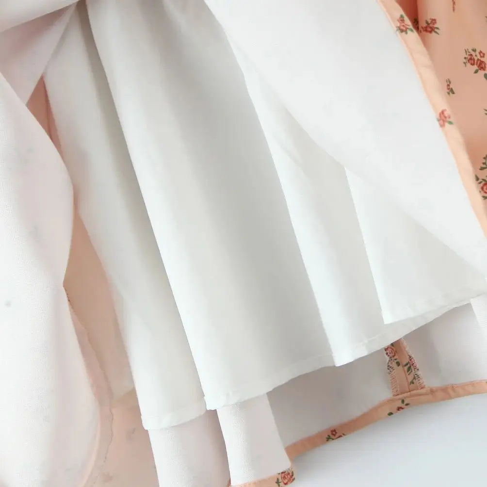 Orange Floral Print Bow  Tie Up Mini Dress