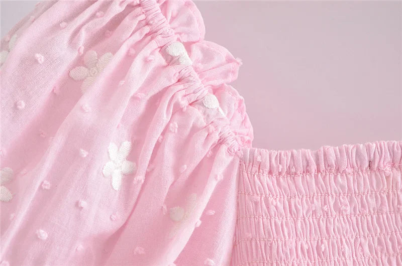 Pink Short Sleeve Elastic Mini Dress