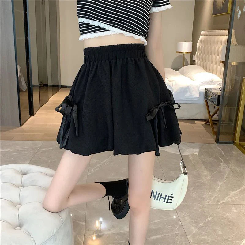 Bow Elastic Loose Bloomer Shorts