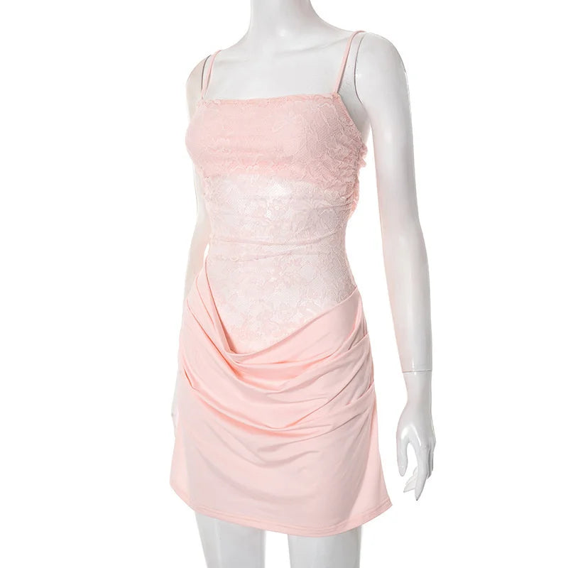 Lace Patchwork Cami Mini Dress