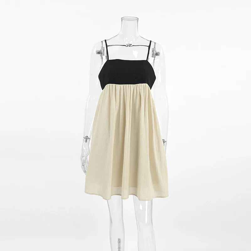 Contrast Strap Straight Mini Dress