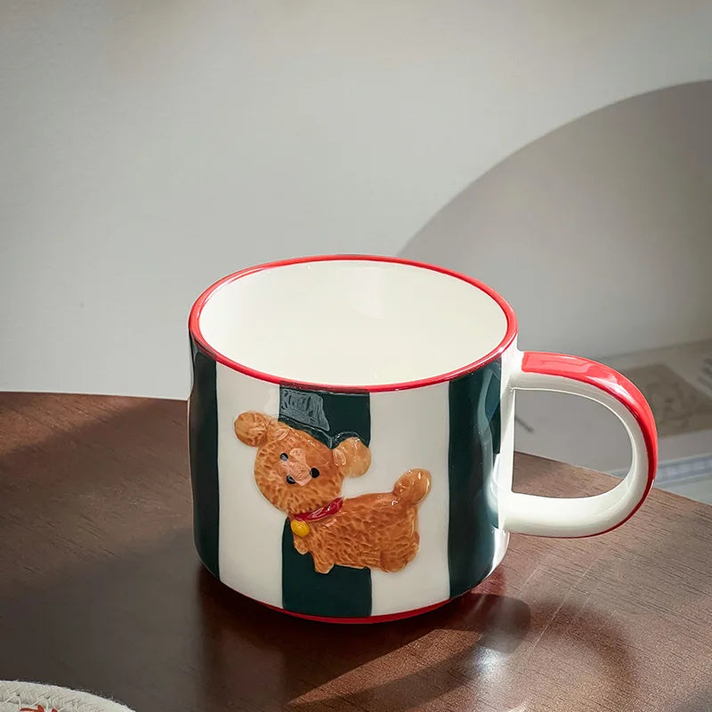 Mug Designer hand-painted birthday dog ceramic coffee mug set High appearance level cup Christmas gift birthday