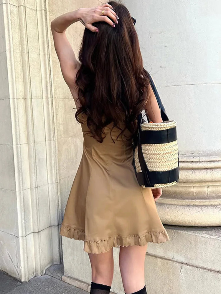 Ruffle Trim Cami Mini Dress