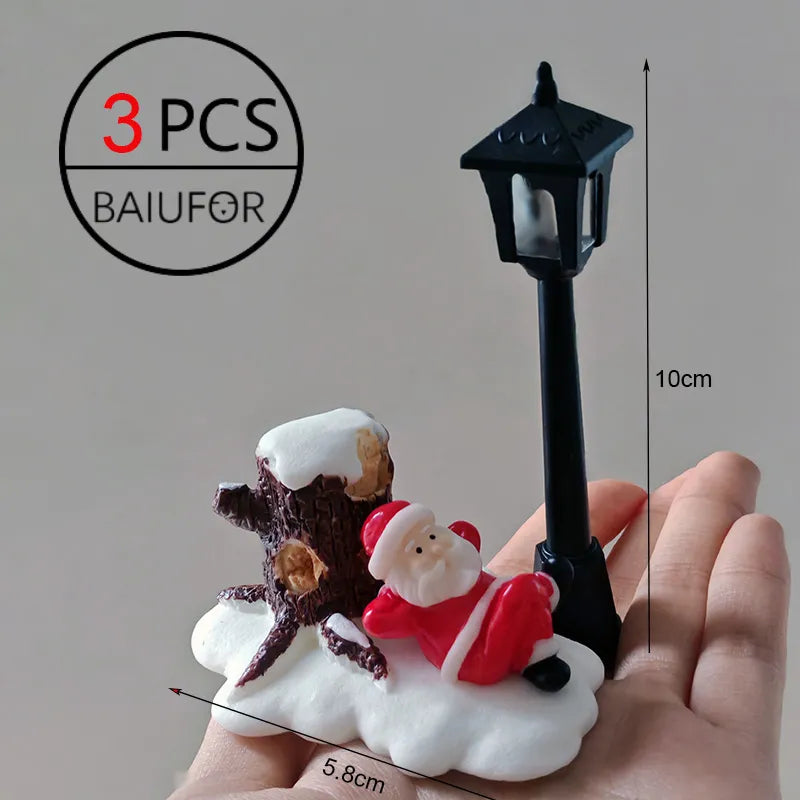 Miniature Christmas Tree Santa Claus Snowmen Gift Box Terrarium Accessories Fairy Garden Figurines Dollhouse Decor