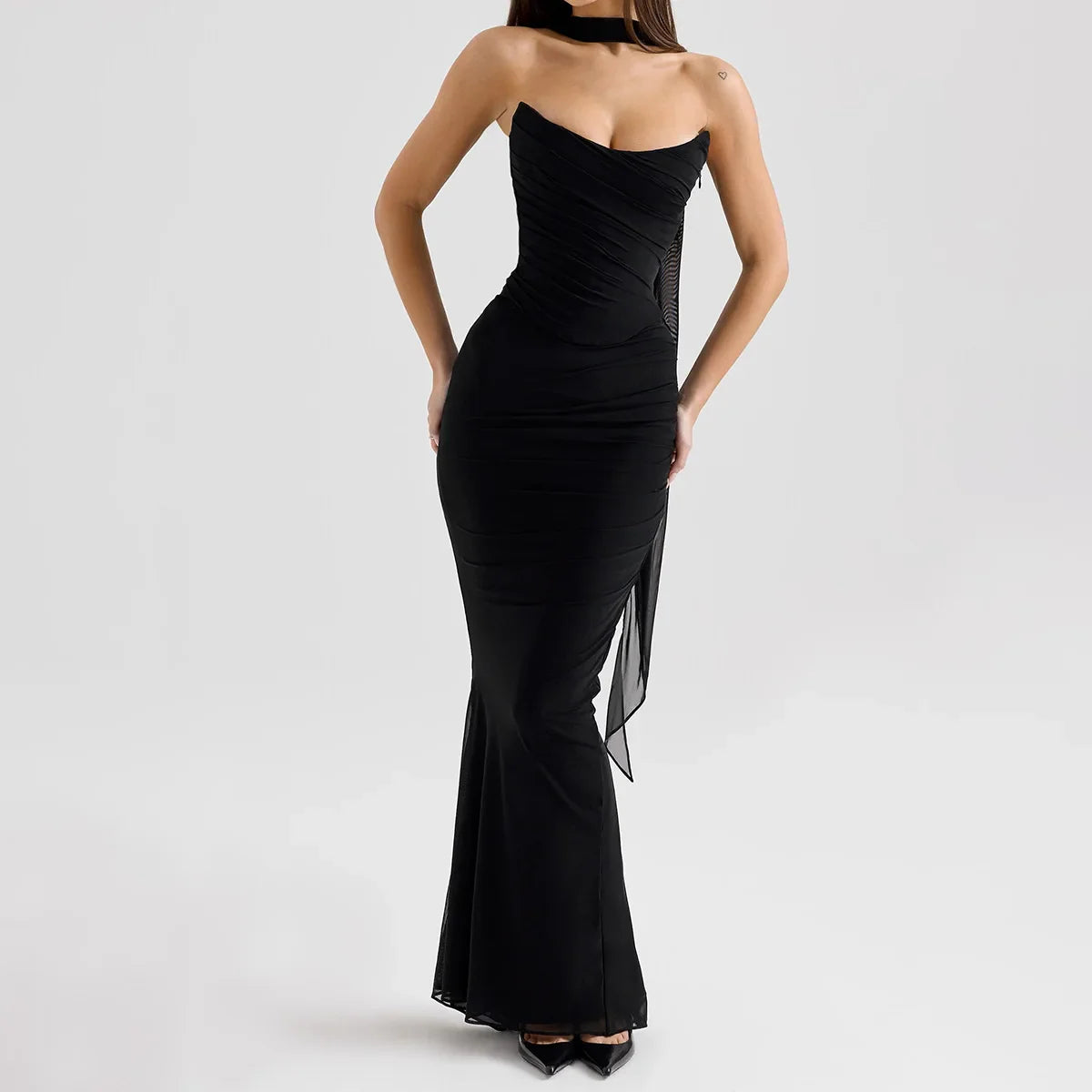 Corset Top With Mermaid Long Skirt And Scarf Set