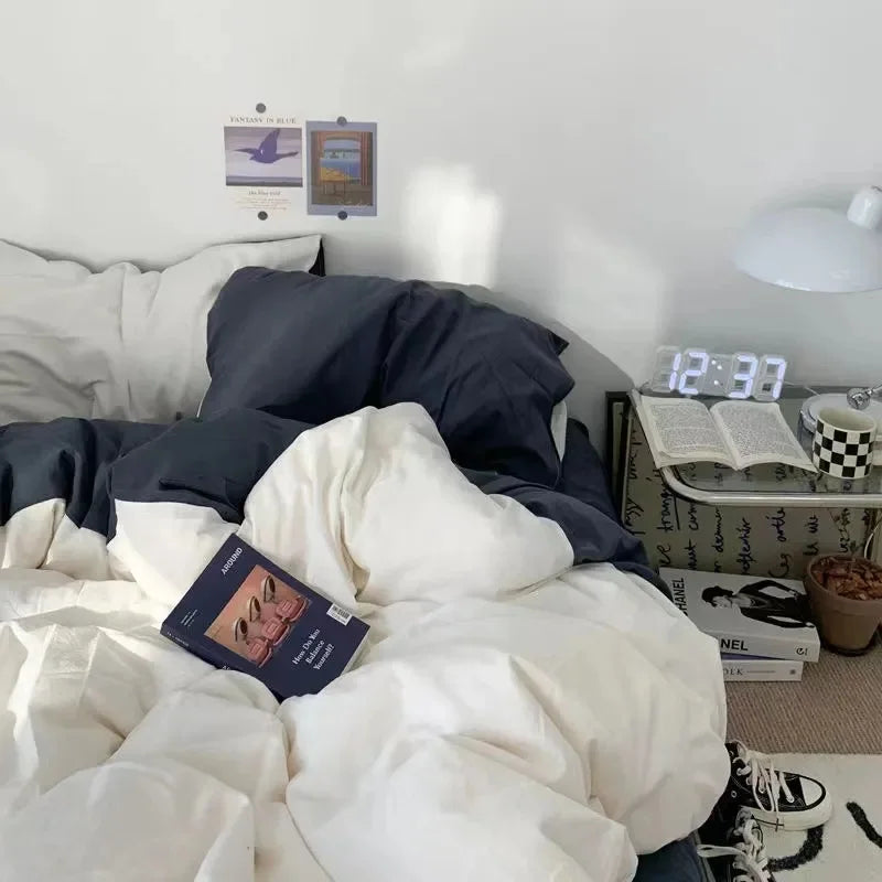 Nordic Princess Pink Bedding Set Girls Boys Single Double Size Flat Sheet Duvet Cover Pillowcase Bed Linens Home Textile