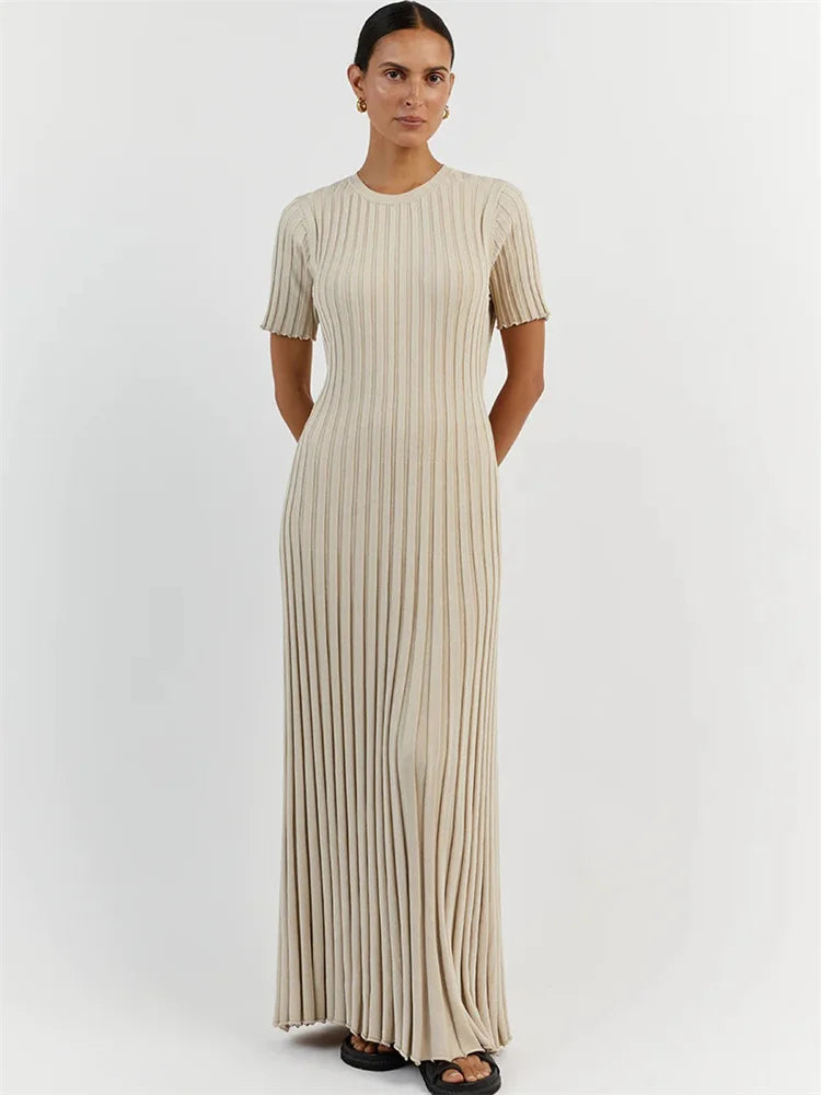 Ribbed Short Sleeve Maxi Dress