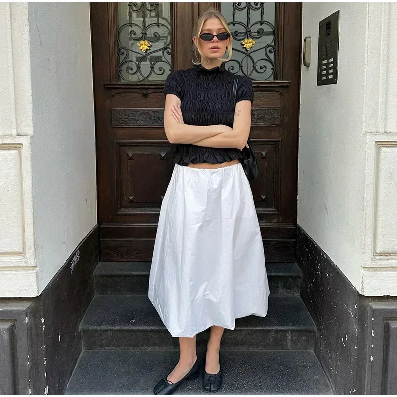 Ruched Short Sleeve Tie Up Top