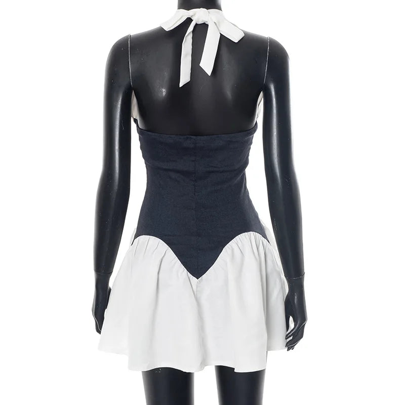 White Halter Corset Mini Dress