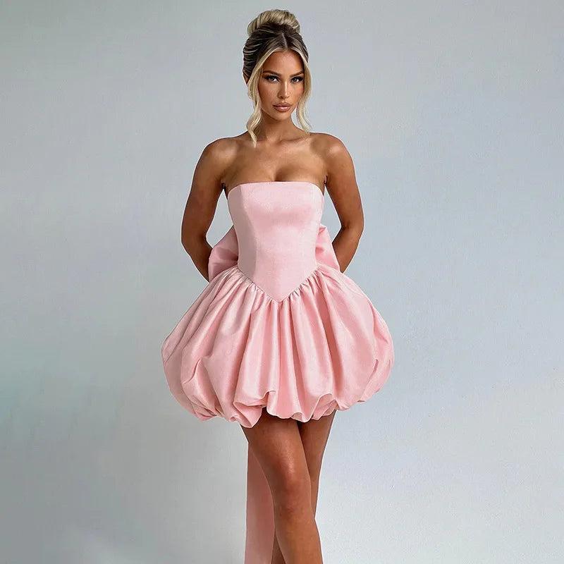 Strapless Bow Puff Mini Dress â€?Ball Gown Style
