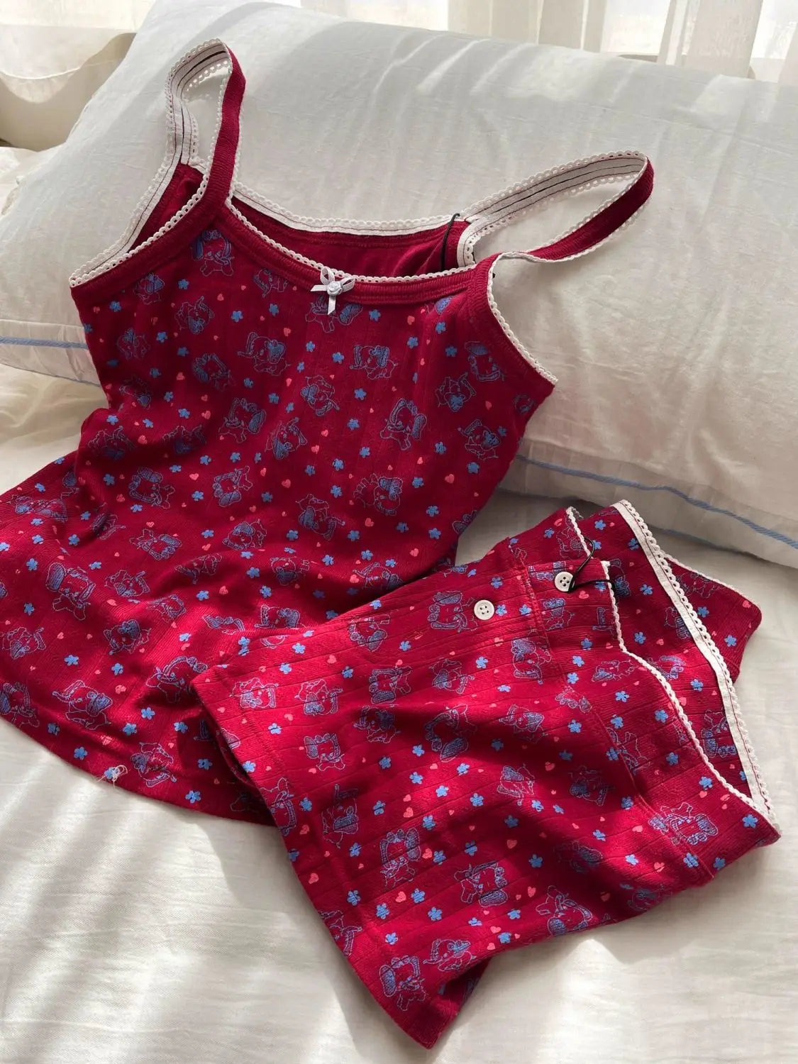 Printed Cami Top And Boxer Shorts Pj Set