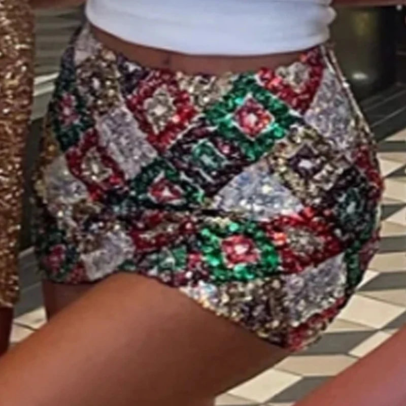 Sparkle Print Pencil Mini Skirt