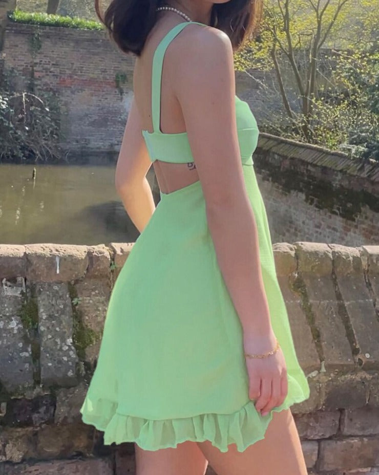Green Frill Mini Dress