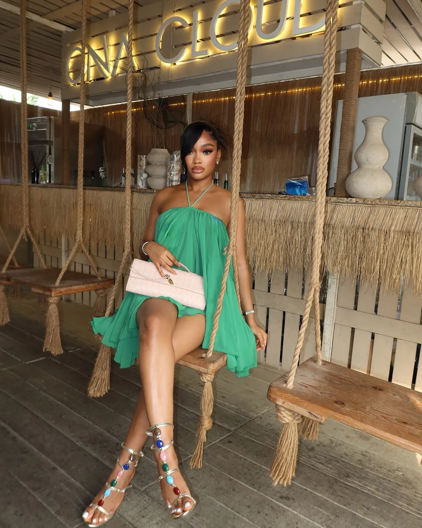 Frill O-Shaped Mini Dress