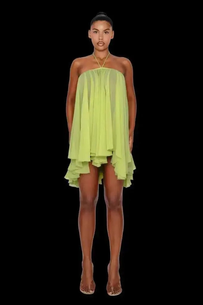 Frill O-Shaped Mini Dress