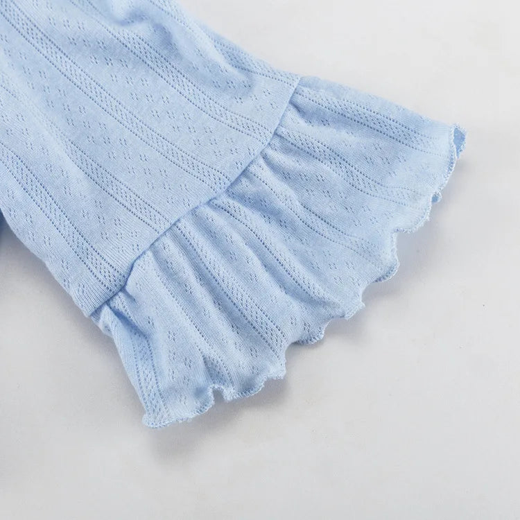 Lace-Up Ruffled Crop Top And Shorts Two Piece-Set