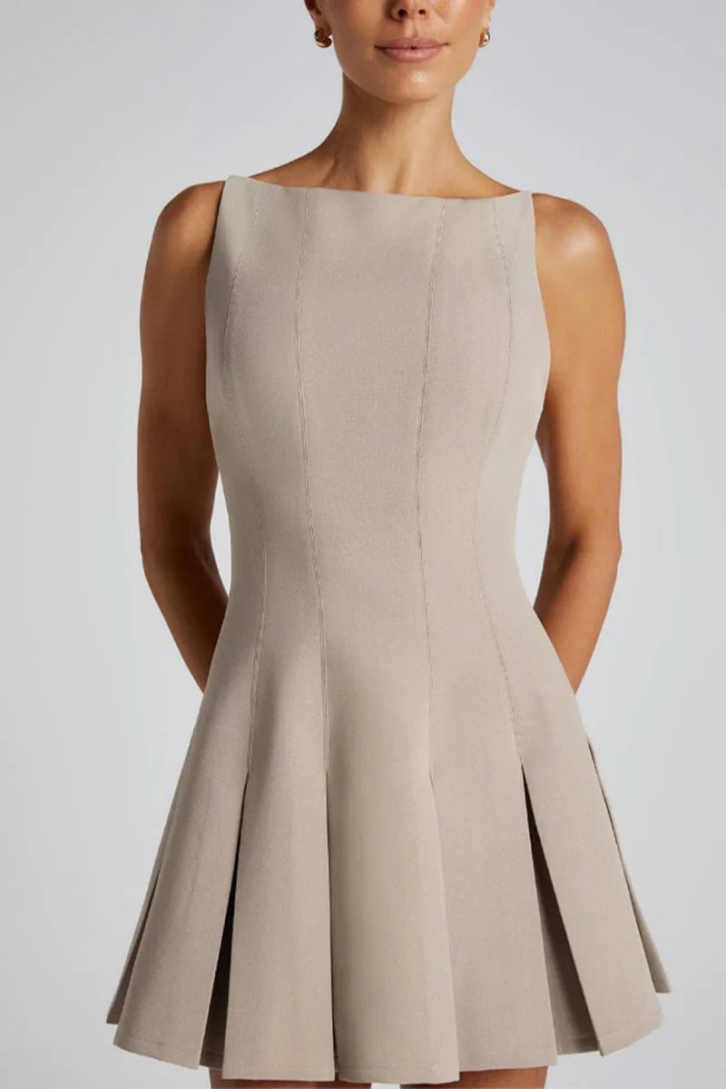 A-line Pleated Open Back Mini Dress