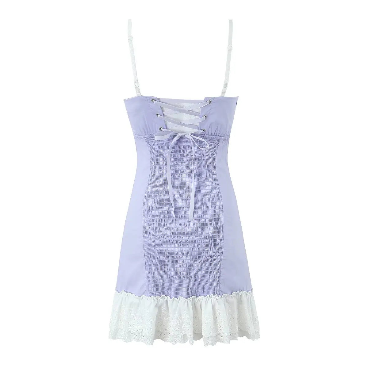 Lace Bustier Patchwork Cami Lace Up Mini Dress