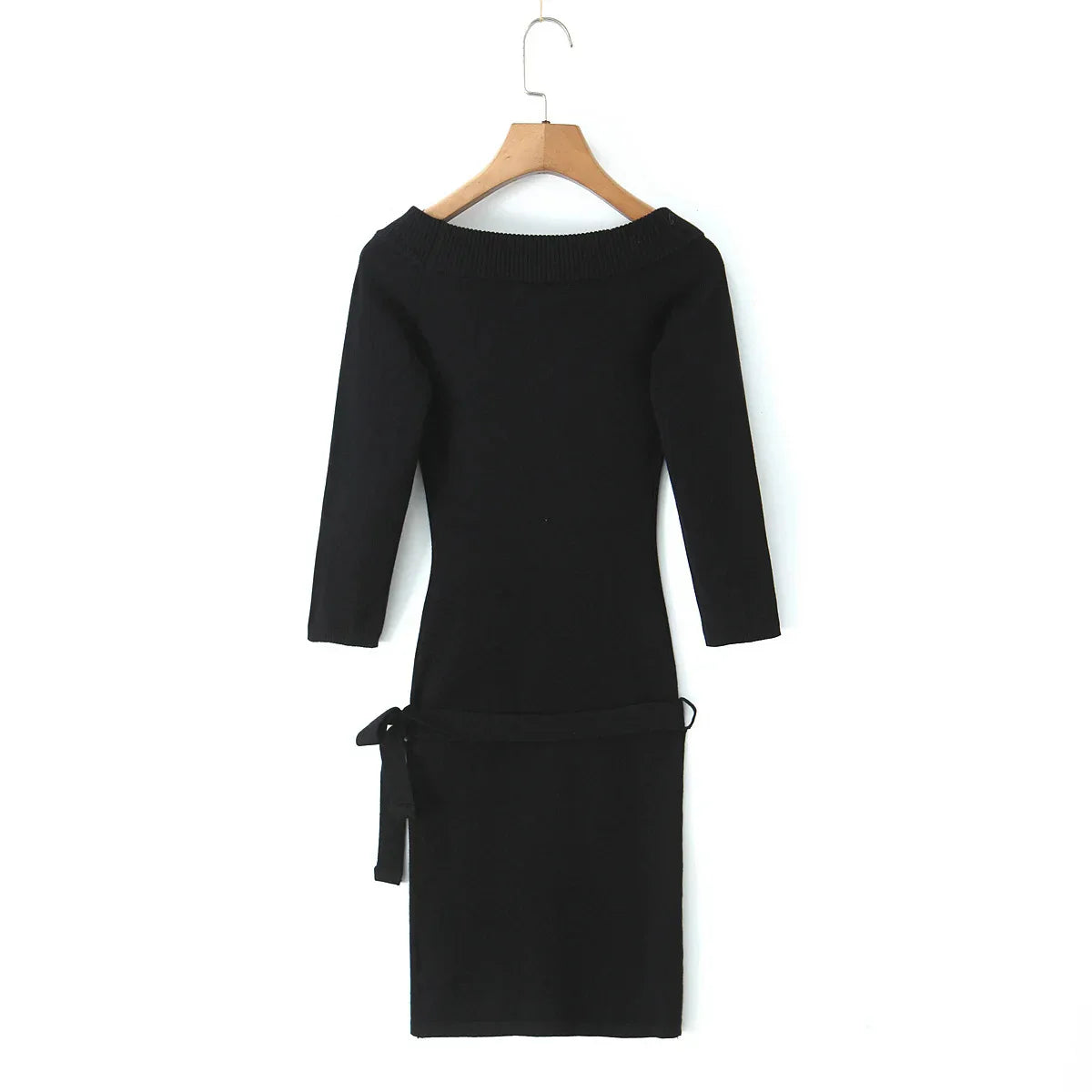 Striped Knit Off-shoulder Mini Dress