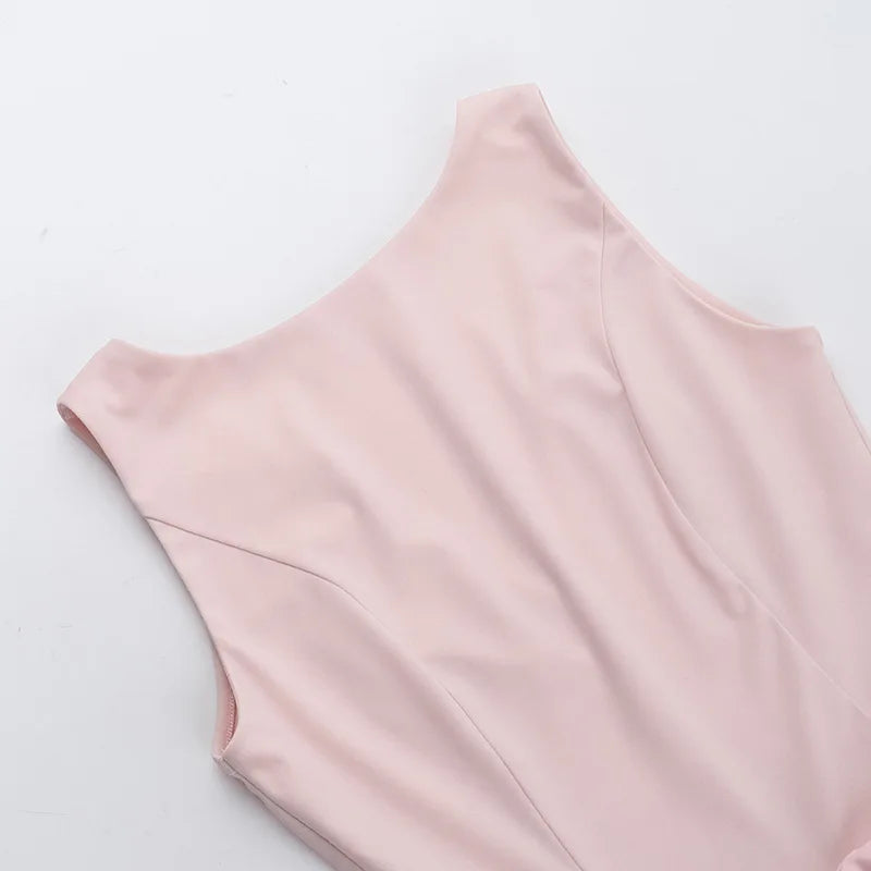 Pink Tank Bow Flare Mini Dress