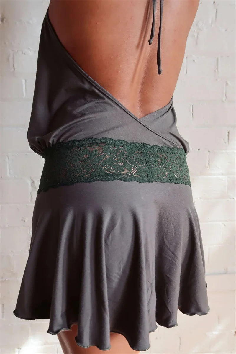 Puff Halter Frill Mini Dress