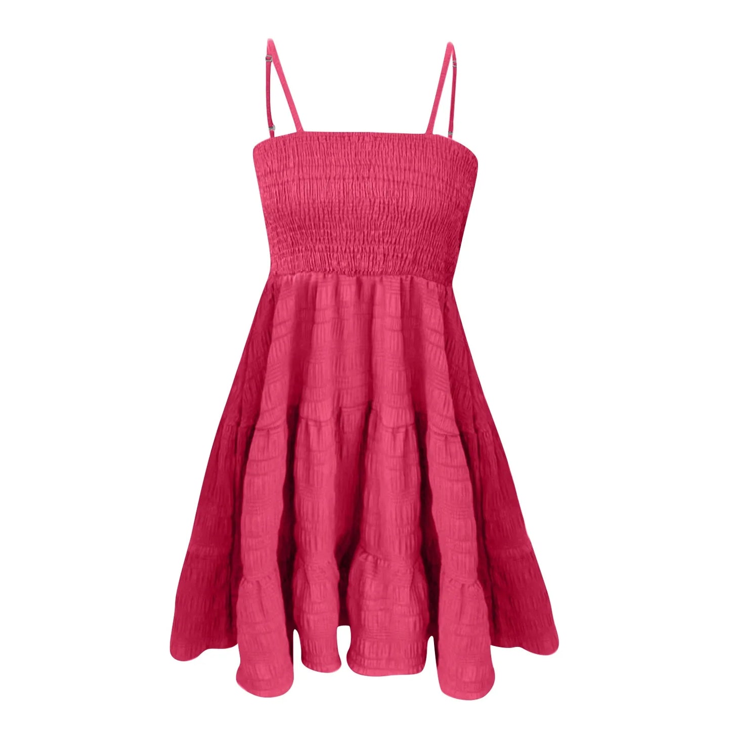 Ruched Spaghetti Strap Summer Mini Dress
