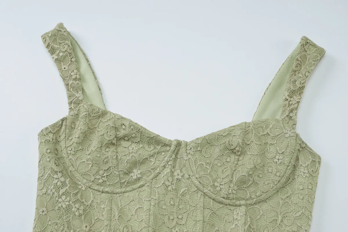 Lace Sheer Bandage Tie Up Mini Dress