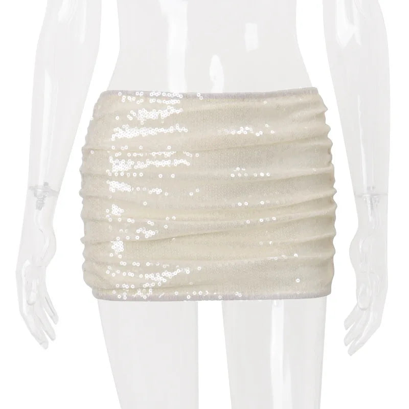 Gradient Halter Crop Top And Sequin Mini Skirt Set
