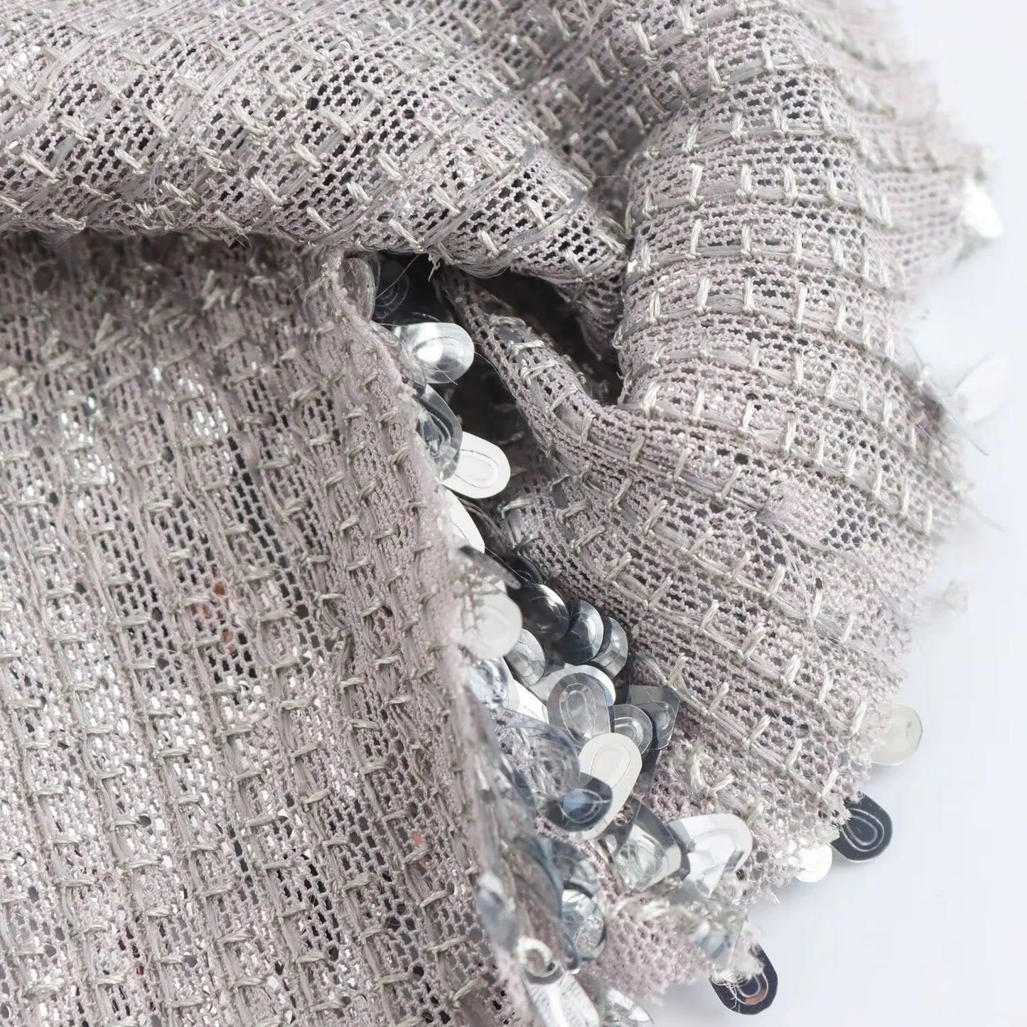 Silver Sequin Cowl Neck Midi Dress