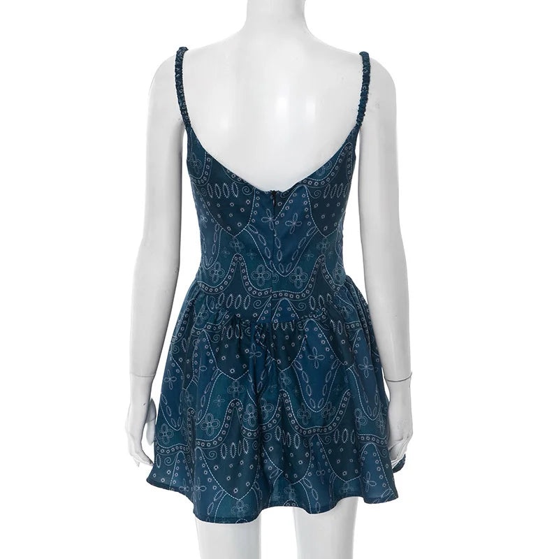 Blue Paisley Print Cami Mini Dress