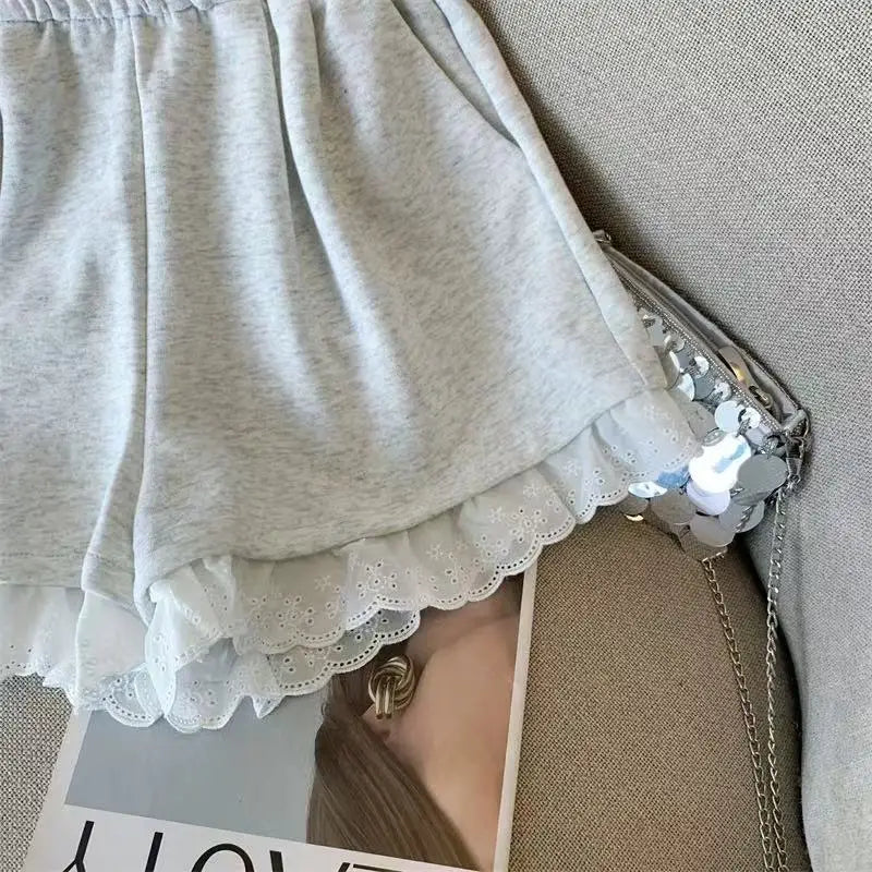 Lace Patchwork Sports Shorts