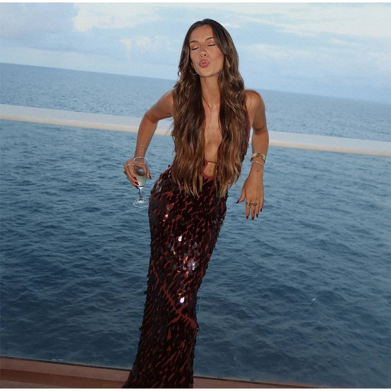 Sequined Slip Long Dress